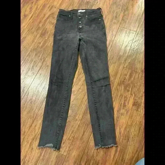 Madewell 10” High Rise Skinny Jeans Black Size 25 Ankle Stretch Denim - Picture 2 of 9